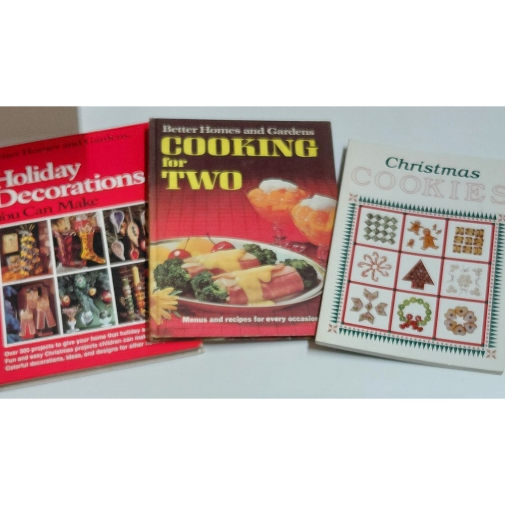 Lot of 3 Vintage Cookbooks Better Homes & Gardens Cooking for Two Christmas Cook